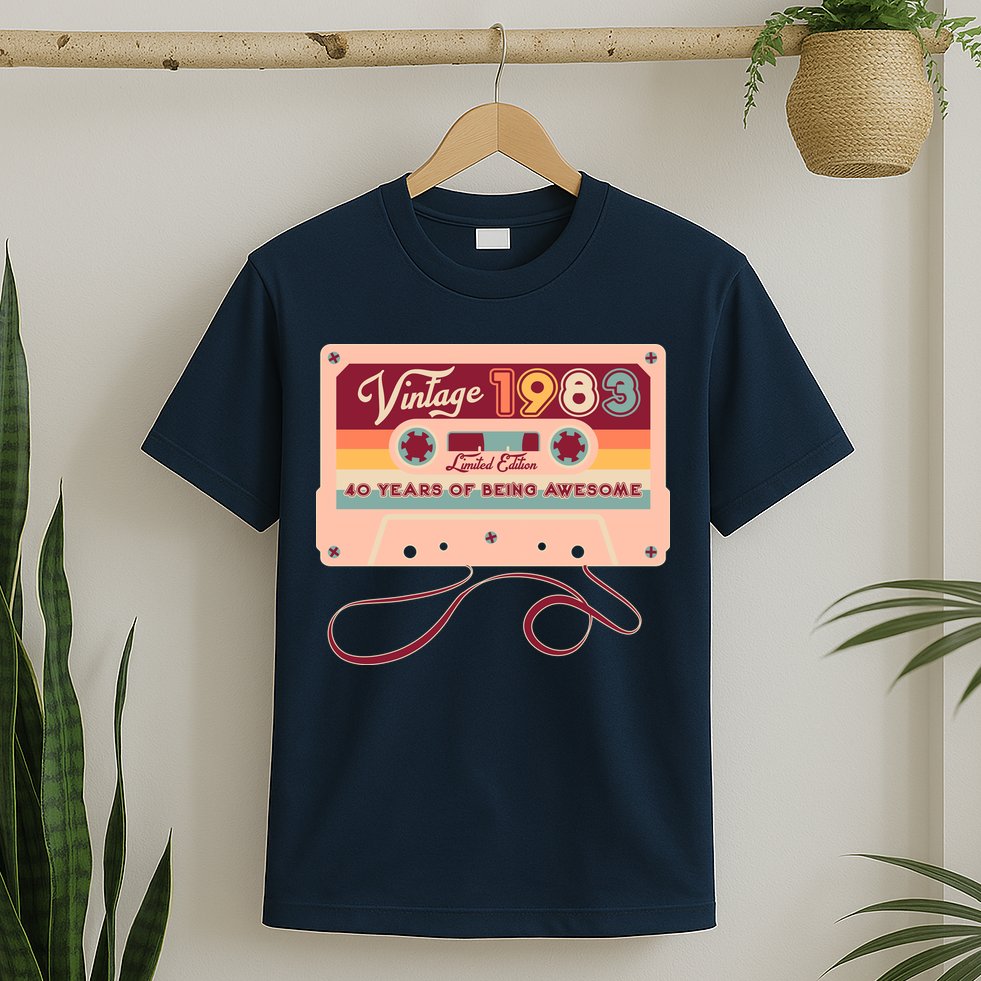 Cute Cassette Tape Limited Edition Vintage 1983 40 Years Of Being Awesome T-Shirt