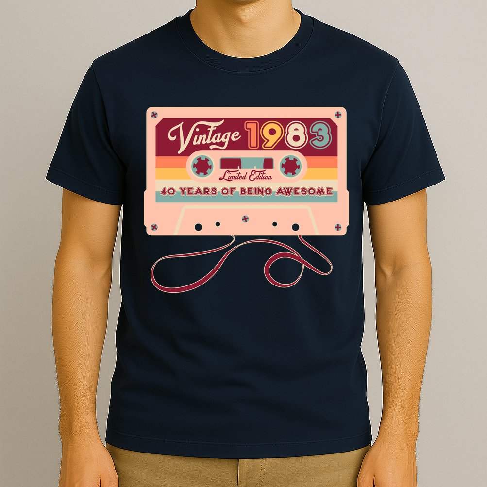 Cute Cassette Tape Limited Edition Vintage 1983 40 Years Of Being Awesome T-Shirt