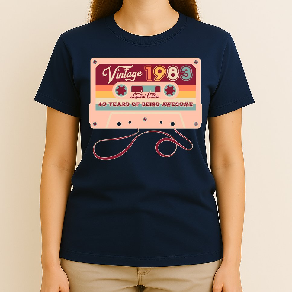Cute Cassette Tape Limited Edition Vintage 1983 40 Years Of Being Awesome T-Shirt