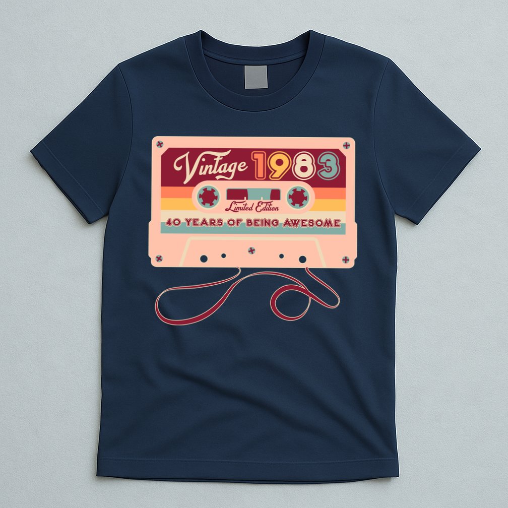 Cute Cassette Tape Limited Edition Vintage 1983 40 Years Of Being Awesome T-Shirt