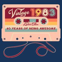 Cute Cassette Tape Limited Edition Vintage 1983 40 Years Of Being Awesome Bag