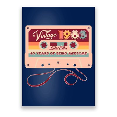 Cute Cassette Tape Limited Edition Vintage 1983 40 Years Of Being Awesome Poster