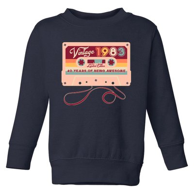 Cute Cassette Tape Limited Edition Vintage 1983 40 Years Of Being Awesome Toddler Sweatshirt