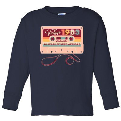 Cute Cassette Tape Limited Edition Vintage 1983 40 Years Of Being Awesome Toddler Long Sleeve Shirt