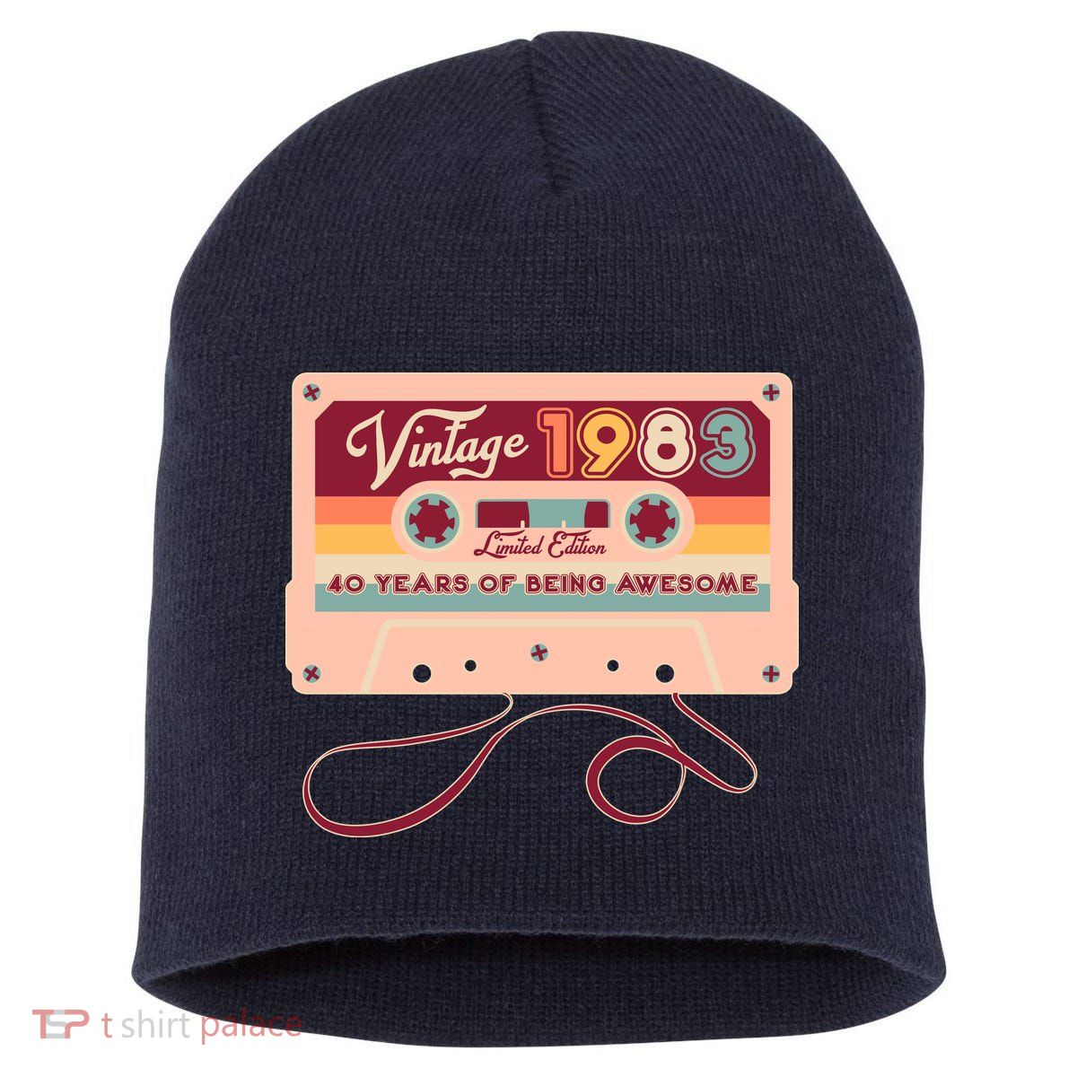 Cute Cassette Tape Limited Edition Vintage 1983 40 Years Of Being Awesome Short Acrylic Beanie