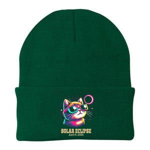 Cute Cat Total Solar Eclipse April 8 2024 Knit Cap Winter Beanie