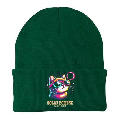 Cute Cat Total Solar Eclipse April 8 2024 Knit Cap Winter Beanie