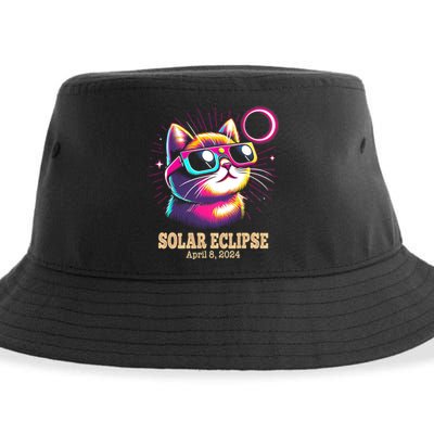 Cute Cat Total Solar Eclipse April 8 2024 Sustainable Bucket Hat