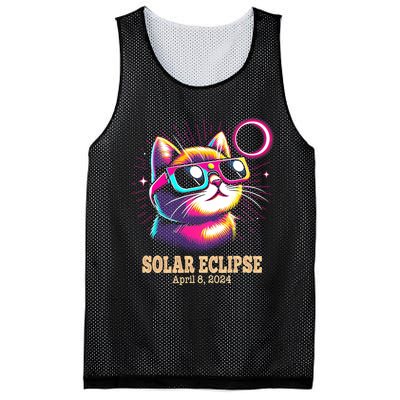 Cute Cat Total Solar Eclipse April 8 2024 Mesh Reversible Basketball Jersey Tank