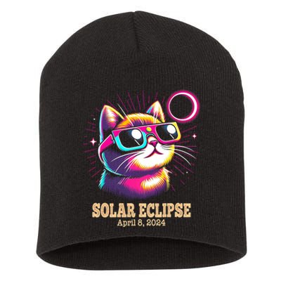 Cute Cat Total Solar Eclipse April 8 2024 Short Acrylic Beanie