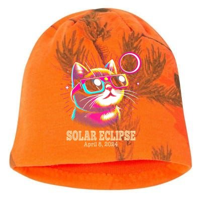 Cute Cat Total Solar Eclipse April 8 2024 Kati - Camo Knit Beanie