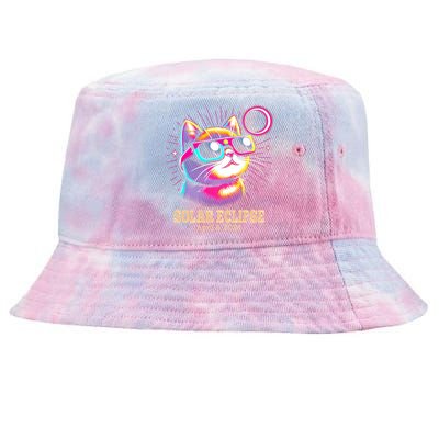 Cute Cat Total Solar Eclipse April 8 2024 Tie-Dyed Bucket Hat