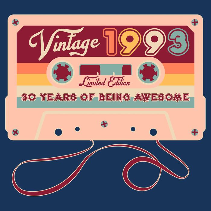 Cute Cassette Tape Limited Edition Vintage 1993 30 Years Of Being Awesome Button
