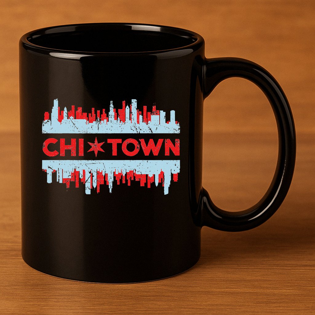 Chicago Chi Town Flag Skyline 11oz C Handle Ceramic Mug