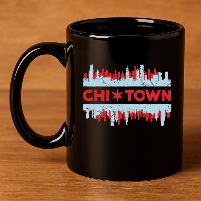 Chicago Chi Town Flag Skyline 11oz C Handle Ceramic Mug