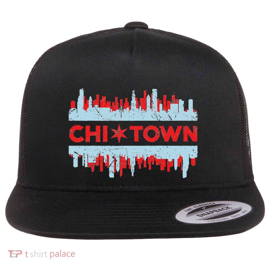 Chicago Chi Town Flag Skyline Flatbill Hat