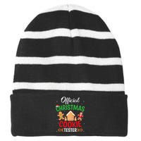 Christmas Cookie Tester Funny Xmas Baking Crew Striped Beanie with Solid Band