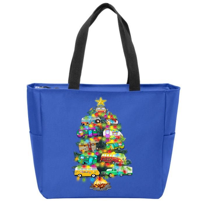 Camper Christmas Tree Design RvErs Campers Camping Funny Gift Zip Tote Bag