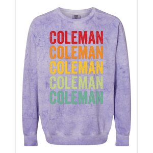 Coleman County Texas Rainbow Text Design Colorblast Crewneck Sweatshirt