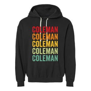 Coleman County Texas Rainbow Text Design Garment-Dyed Fleece Hoodie