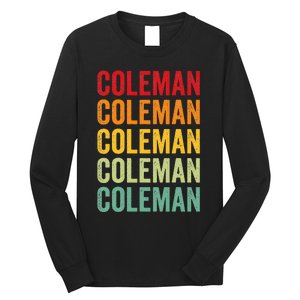 Coleman County Texas Rainbow Text Design Long Sleeve Shirt