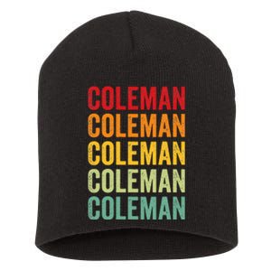 Coleman County Texas Rainbow Text Design Short Acrylic Beanie