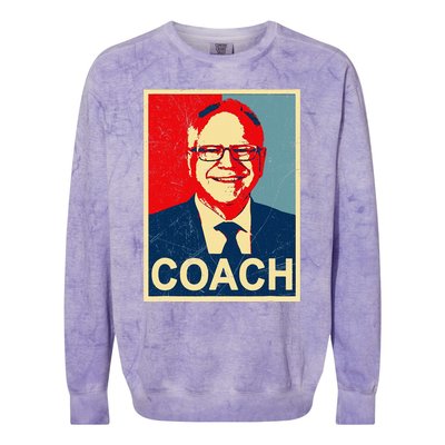 Coach! Coach Tim Walz Tribute Harris Walz Election 2024 Colorblast Crewneck Sweatshirt