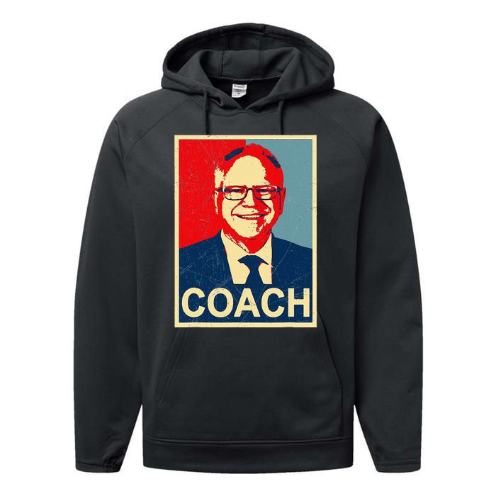 Coach! Coach Tim Walz Tribute Harris Walz Election 2024 Performance Fleece Hoodie