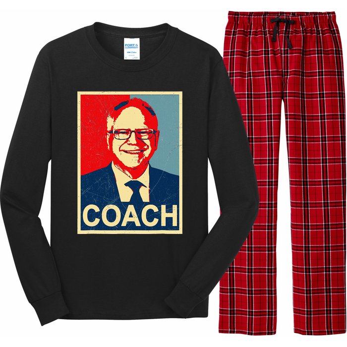 Coach! Coach Tim Walz Tribute Harris Walz Election 2024 Long Sleeve Pajama Set