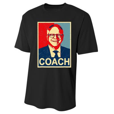 Coach! Coach Tim Walz Tribute Harris Walz Election 2024 Performance Sprint T-Shirt