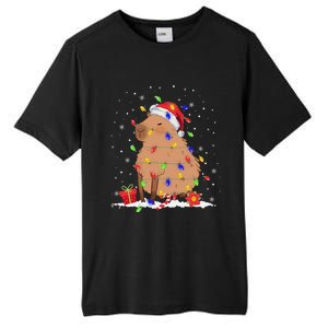 Capybara Christmas Tree Lights Santa Hat Funny Xmas 2023 Tall Fusion ChromaSoft Performance T-Shirt