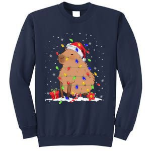 Capybara Christmas Tree Lights Santa Hat Funny Xmas 2023 Sweatshirt