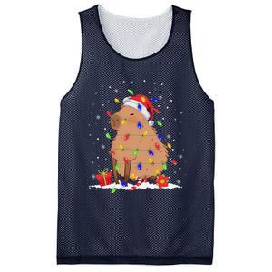 Capybara Christmas Tree Lights Santa Hat Funny Xmas 2023 Mesh Reversible Basketball Jersey Tank