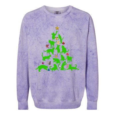 Cat Christmas Tree For Cat Lover Gift Colorblast Crewneck Sweatshirt