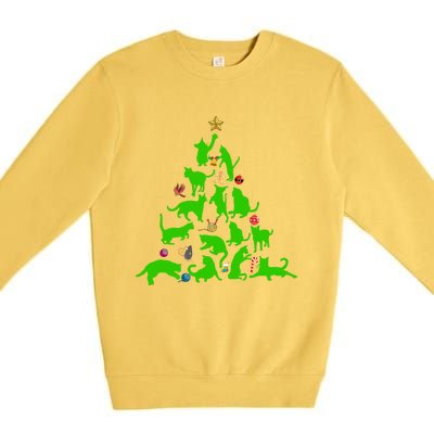 Cat Christmas Tree For Cat Lover Gift Premium Crewneck Sweatshirt