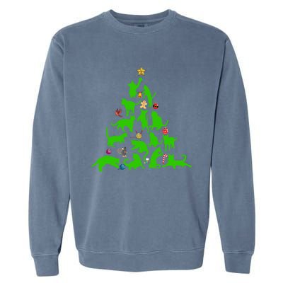 Cat Christmas Tree For Cat Lover Gift Garment-Dyed Sweatshirt