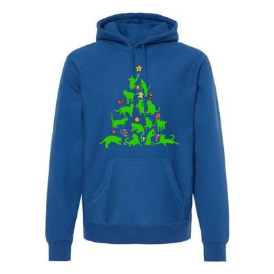 Cat Christmas Tree For Cat Lover Gift Premium Hoodie