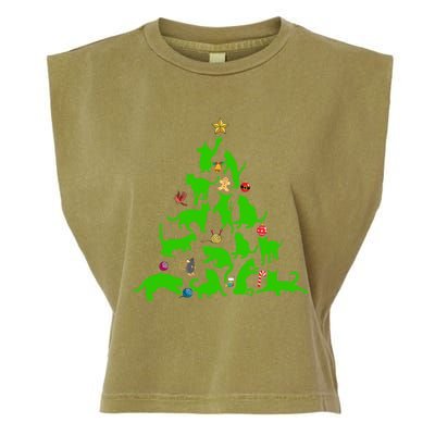 Cat Christmas Tree For Cat Lover Gift Garment-Dyed Women's Muscle Tee