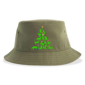 Cat Christmas Tree For Cat Lover Gift Sustainable Bucket Hat