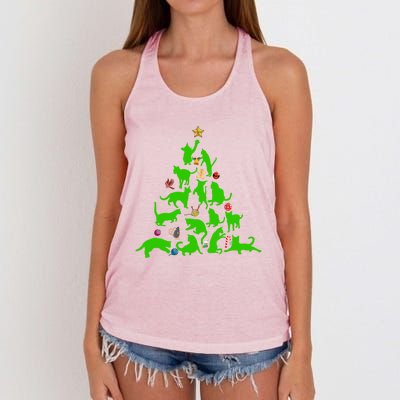 Cat Christmas Tree For Cat Lover Gift Women's Knotted Racerback Tank