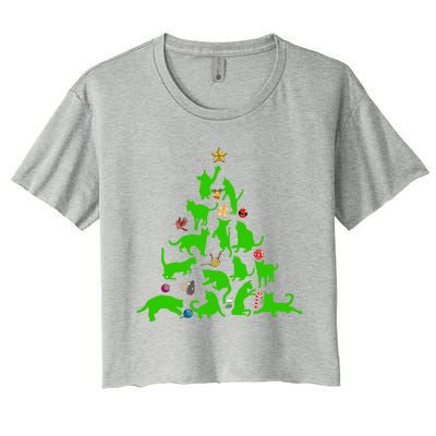 Cat Christmas Tree For Cat Lover Gift Women's Crop Top Tee