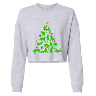 Cat Christmas Tree For Cat Lover Gift Cropped Pullover Crew