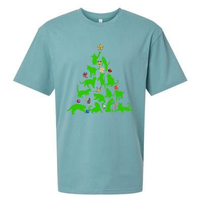 Cat Christmas Tree For Cat Lover Gift Sueded Cloud Jersey T-Shirt