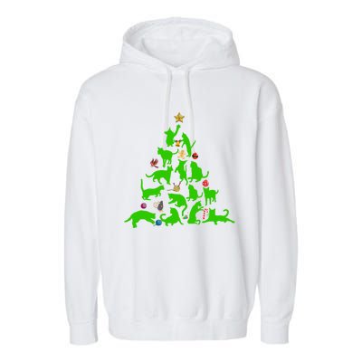 Cat Christmas Tree For Cat Lover Gift Garment-Dyed Fleece Hoodie