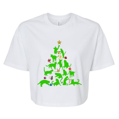 Cat Christmas Tree For Cat Lover Gift Bella+Canvas Jersey Crop Tee