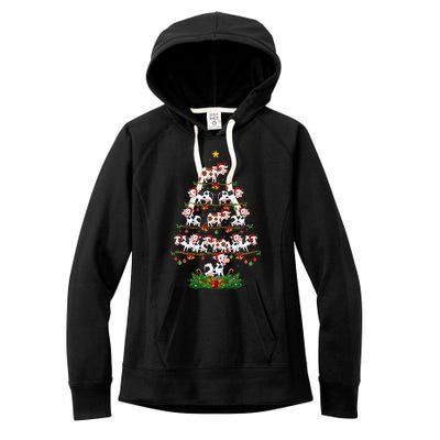 Cow Christmas Tree Funny Cow Lover Cow Xmas Women's Fleece Hoodie