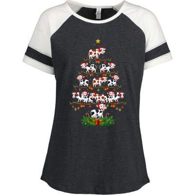 Cow Christmas Tree Funny Cow Lover Cow Xmas Enza Ladies Jersey Colorblock Tee