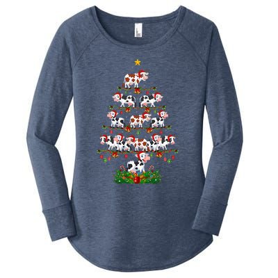 Cow Christmas Tree Funny Cow Lover Cow Xmas Women's Perfect Tri Tunic Long Sleeve Shirt