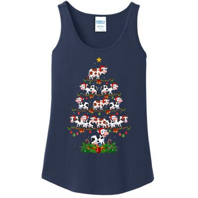 Cow Christmas Tree Funny Cow Lover Cow Xmas Ladies Essential Tank