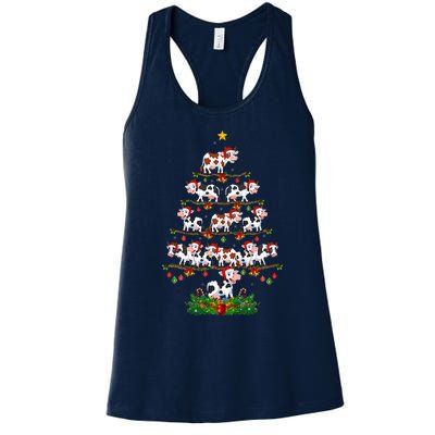 Cow Christmas Tree Funny Cow Lover Cow Xmas Women's Racerback Tank